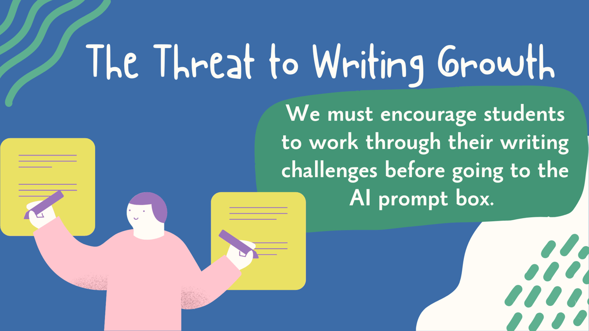 The threat to writing growth: we must encourage students to work through their writing challenges before going to AI prompt box.