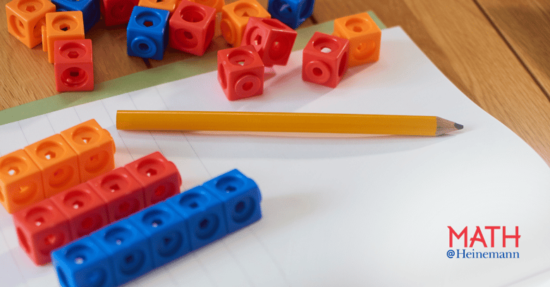 Photo Close-up Desk Colored Plastic Blocks Math Pencil Clean Notebook Heinemann Math Logo