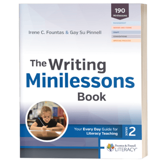 Fountas & Pinnell Classroom The Writing Minilessons Book Cover product shot blog element