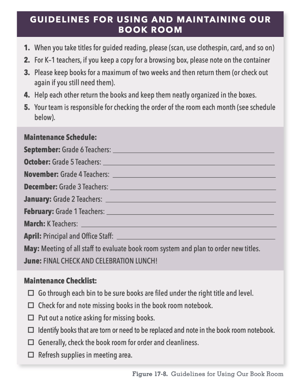 Guidelines for Using and Maintaining our Book Room