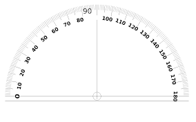 This protractor is not dual sided but the base aligns with the 0/180 degree line.