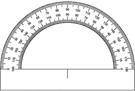 This protractor is dual sided but the base of the protractor is not aligned with the 0/180 degree line.