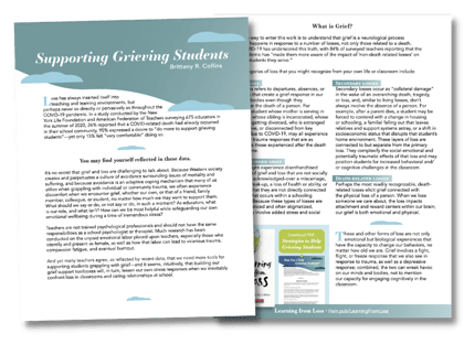 Supporting Greiving Students PDF by Brittany Collins