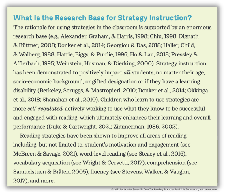 What is Research Base for Strategy Instruction Blog Element Graphic Serravallo RSB 2.0 copyright